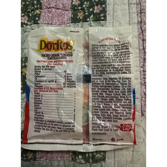 Vintage Doritos Bag Potato Chip Junk Food Frito Lay 80s Empty Tortilla Snack - Picture 2 of 3
